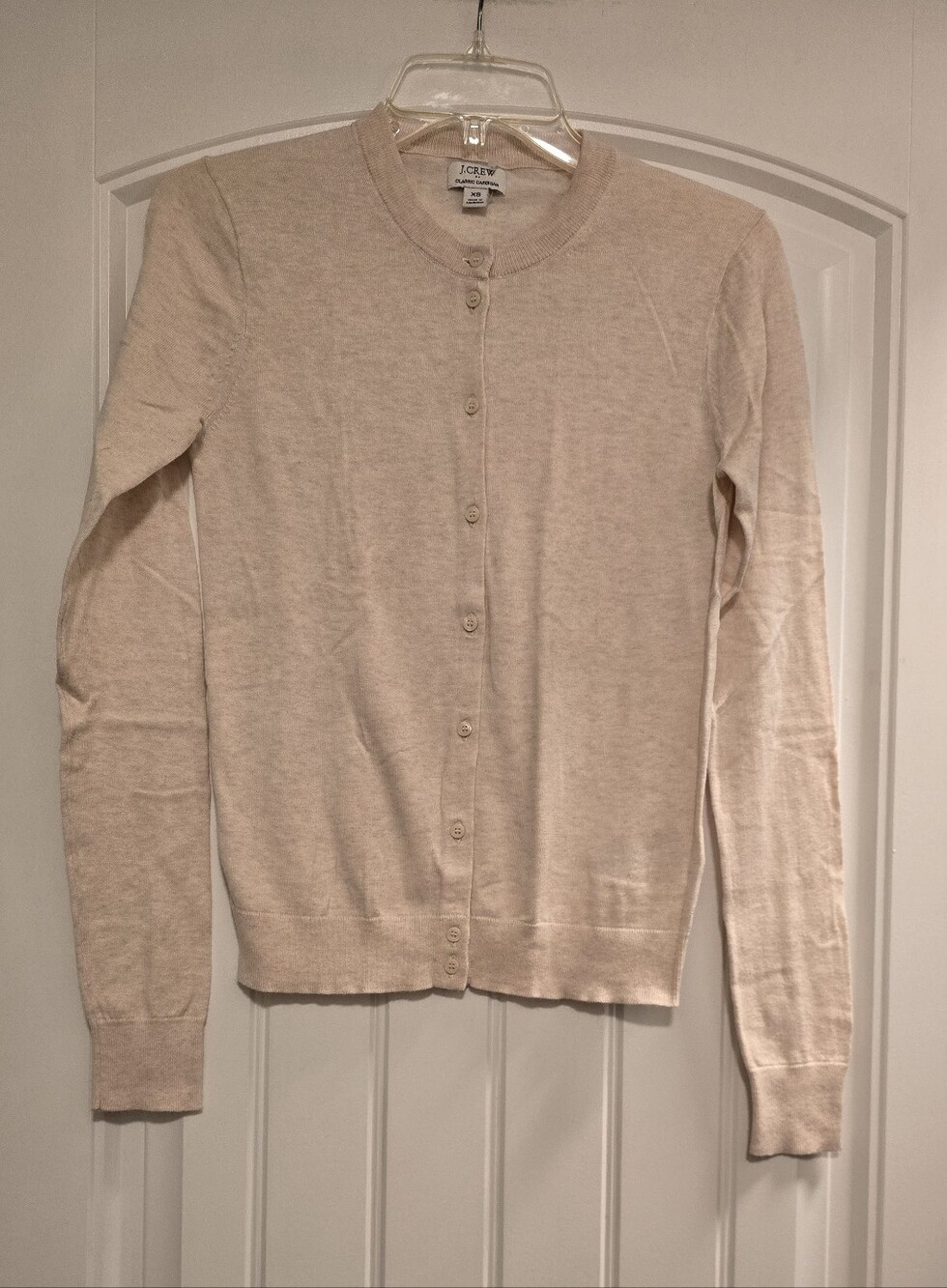 J. Crew Beige Button-Front Classic cotton cardigan sweater - Picture 2 of 5